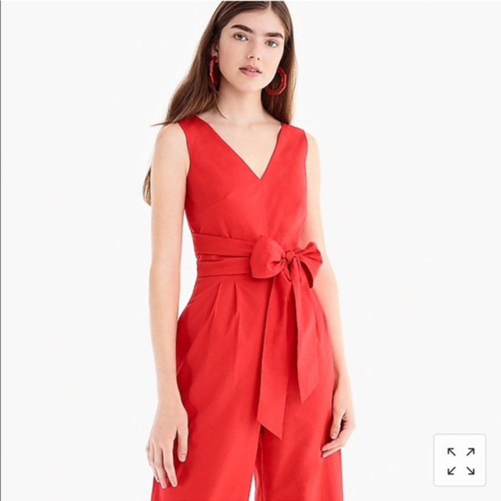 J Crew Red Wrap Tie Jumpsuit